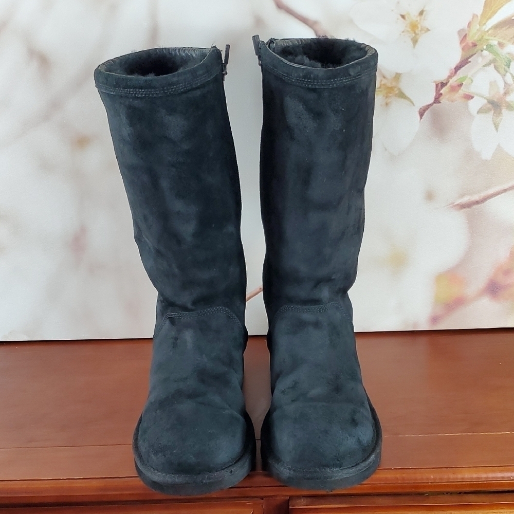 UGG Black Winter Boots Knee-High Suede - 9